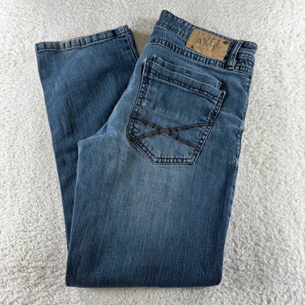 Axel Men's 32 x 30 Straight Leg Stretch‎ Comfort Button Zip Closure Denim Jeans